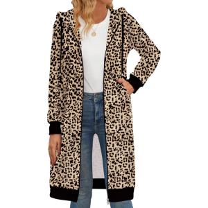Zeagoo Women’s Zip Up Hoodies Oversized Fleece Long Tunic Sweatshirts Casual Long Sleeve 2026 Fall Hoodie Jacket Coat(Leopard Print)