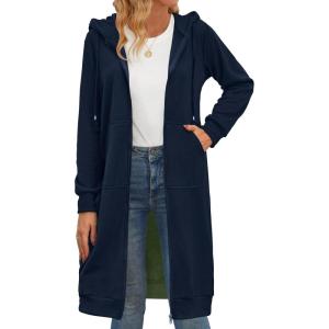 Zeagoo Women’s Zip Up Hoodies Oversized Fleece Long Tunic Sweatshirts Casual Long Sleeve 2026 Fall Hoodie Jacket Coat(Navy)