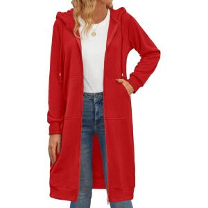 Zeagoo Women’s Zip Up Hoodies Oversized Fleece Long Tunic Sweatshirts Casual Long Sleeve 2026 Fall Hoodie Jacket Coat(Red)