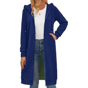 Zeagoo Women’s Zip Up Hoodies Oversized Fleece Long Tunic Sweatshirts Casual Long Sleeve 2026 Fall Hoodie Jacket Coat(Royal Blue)