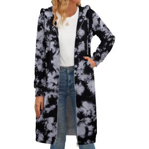 Zeagoo Women’s Zip Up Hoodies Oversized Fleece Long Tunic Sweatshirts Casual Long Sleeve 2026 Fall Hoodie Jacket Coat(Tie Dye)