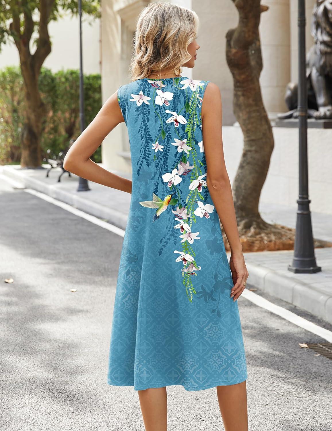 imageZeagoo Summer Dresses for Women 2026 Sleeveless V Neck Casual Midi Tank Dress Beach Vacation Sundresses with Pockets03zw89