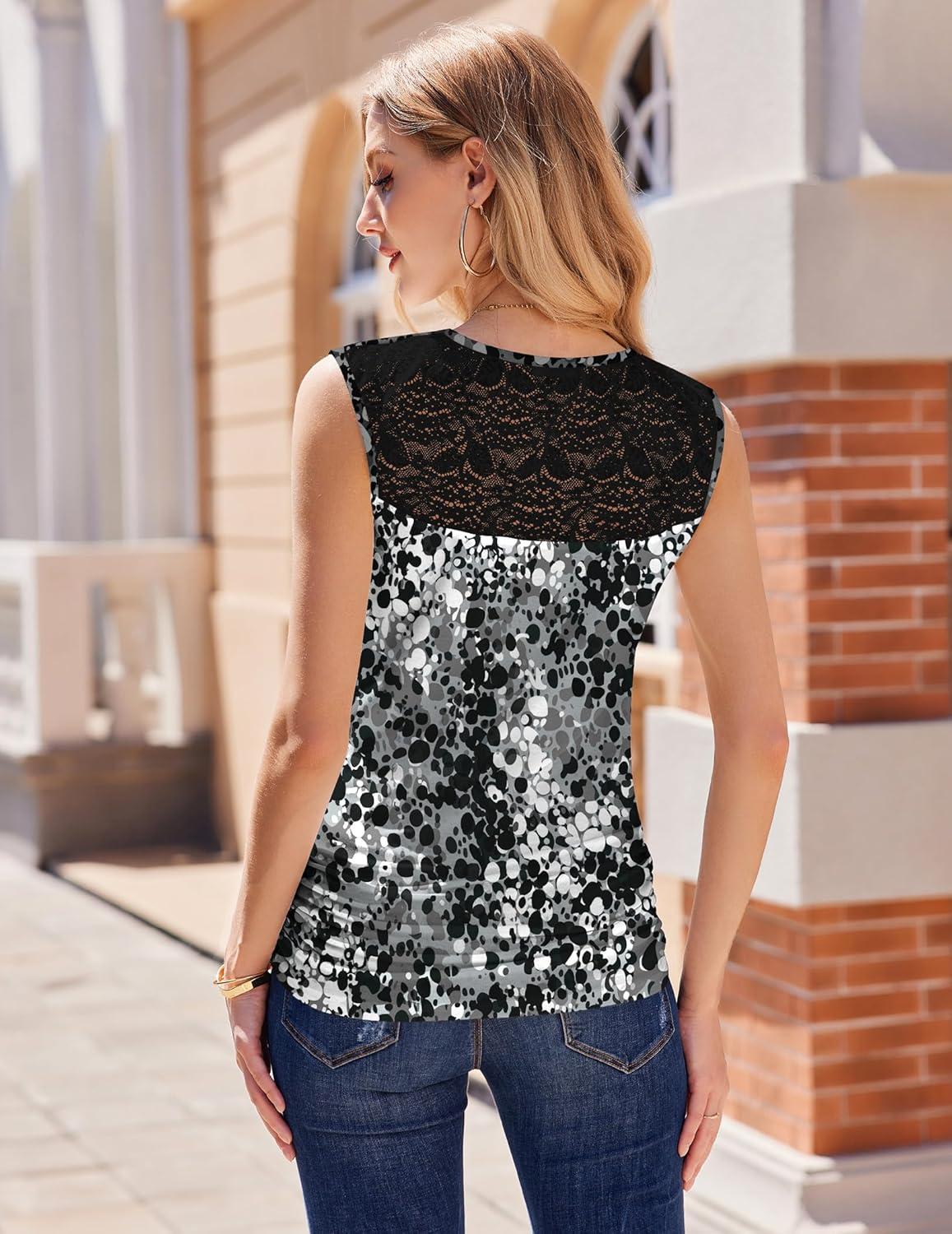 imageZeagoo Tank Top for Women Trendy Going Out Tops Sleeveless Shirts Ruched Business Casual Basic Tunic TopsFloral Cx273