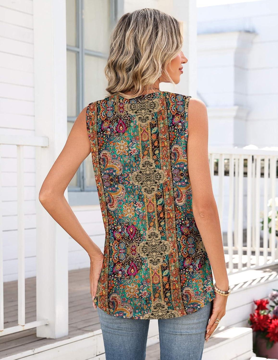 imageZeagoo Tank Tops for Women 2026 Summer Top Henley Shirts Dressy Casual Loose Fit VNeck Button Down Sleeveless Tshirt BlouseMz721