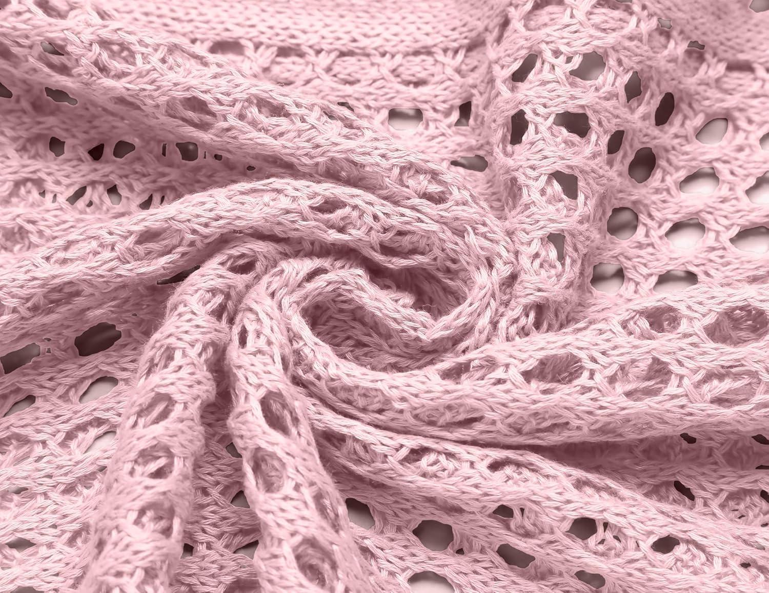imageZeagoo Womens 2026 Summer Crochet Lightweight Cardigan Short Sleeve Boho Kimono Oversized Open Front Sweater TopsLight Pink
