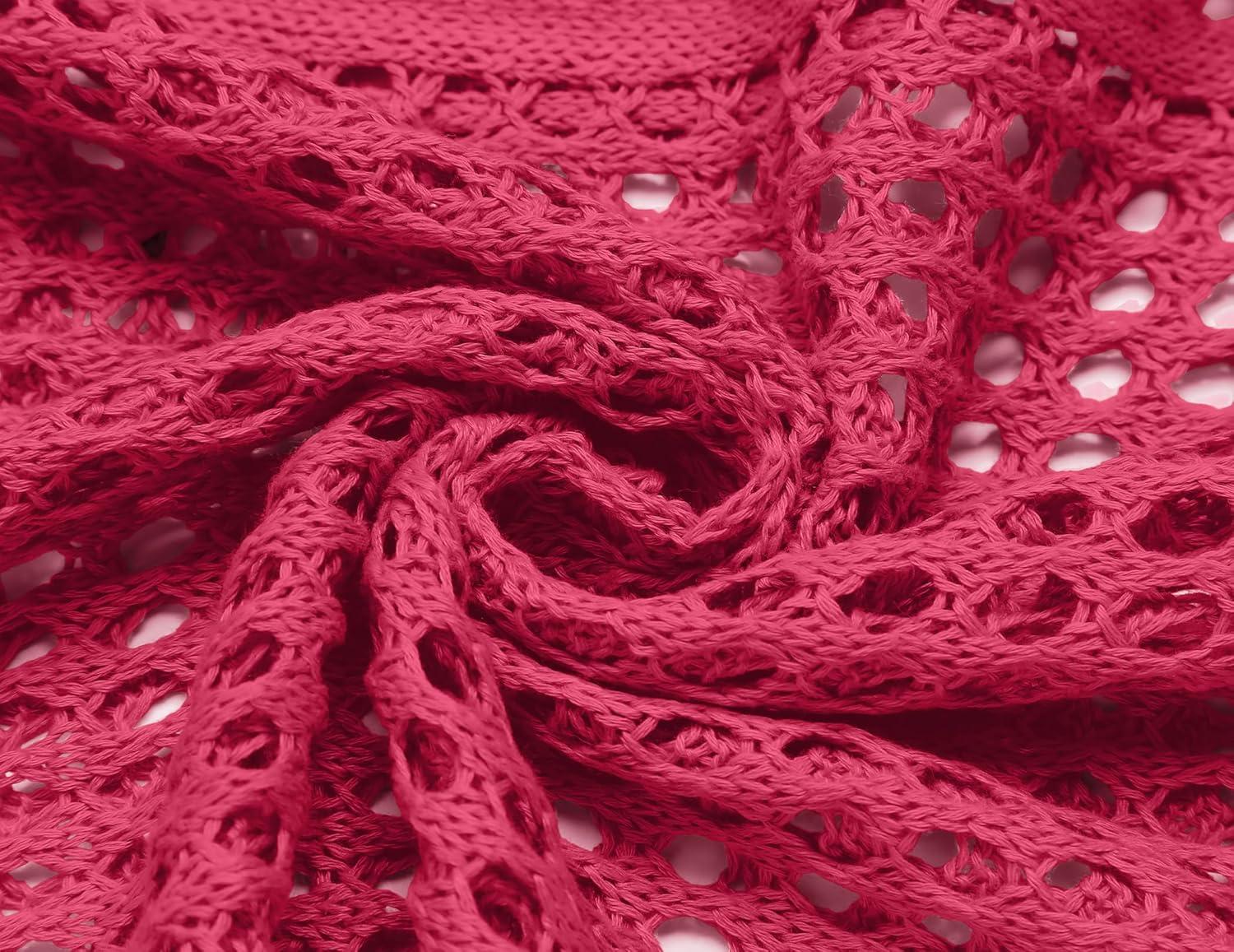 imageZeagoo Womens 2026 Summer Crochet Lightweight Cardigan Short Sleeve Boho Kimono Oversized Open Front Sweater TopsRose Red