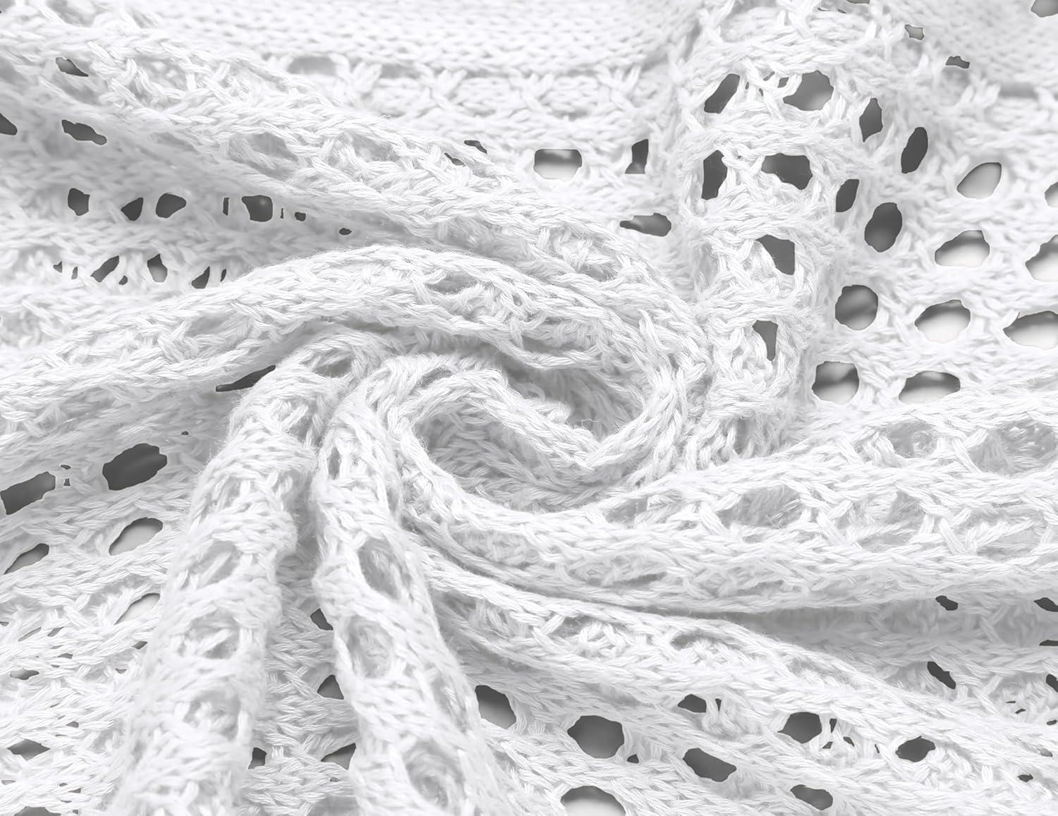 imageZeagoo Womens 2026 Summer Crochet Lightweight Cardigan Short Sleeve Boho Kimono Oversized Open Front Sweater TopsWhite