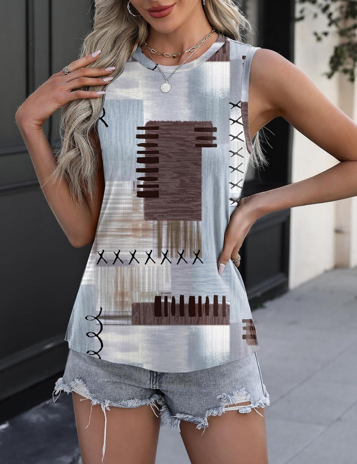 imageZeagoo Womens 2026 Tank Tops Casual Crewneck Sleeveless T Shirts Loose Fit Summer Tunic Blouse1jh609