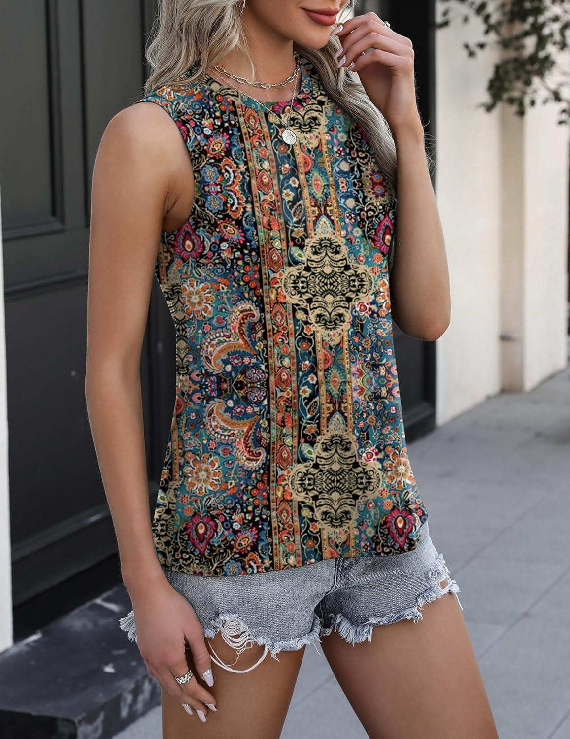 imageZeagoo Womens 2026 Tank Tops Casual Crewneck Sleeveless T Shirts Loose Fit Summer Tunic Blouse1mz721