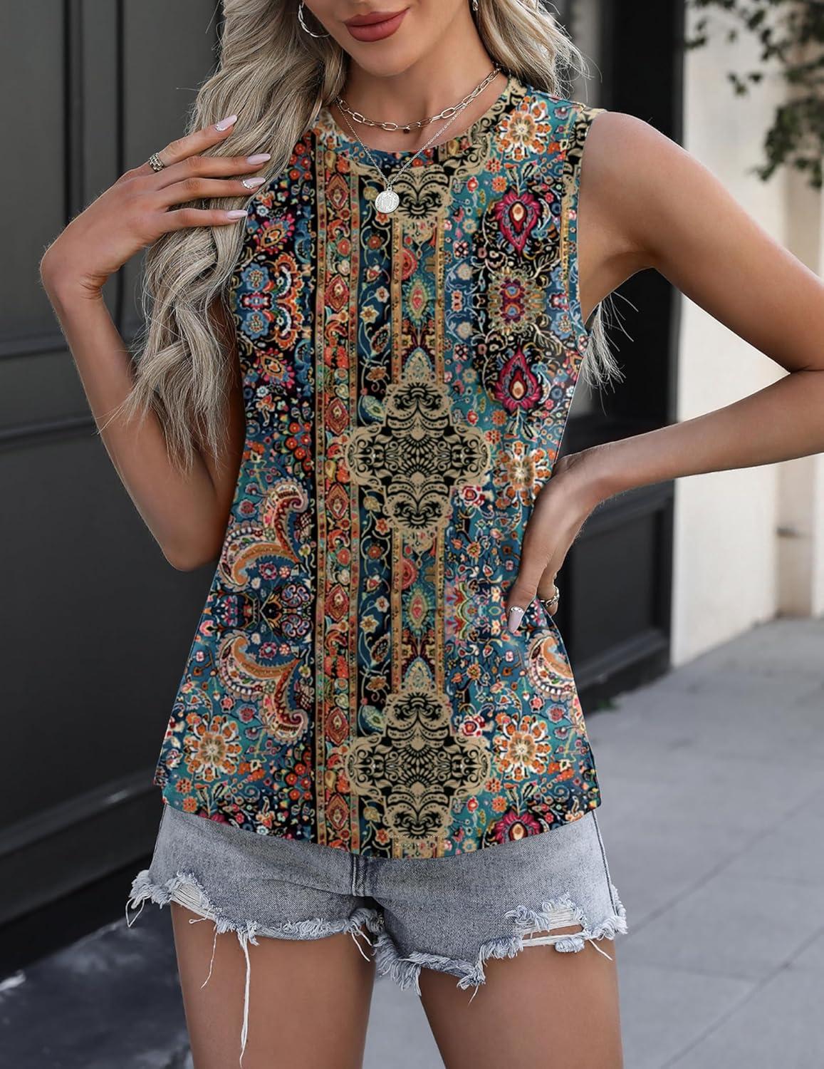 imageZeagoo Womens 2026 Tank Tops Casual Crewneck Sleeveless T Shirts Loose Fit Summer Tunic Blouse1mz721