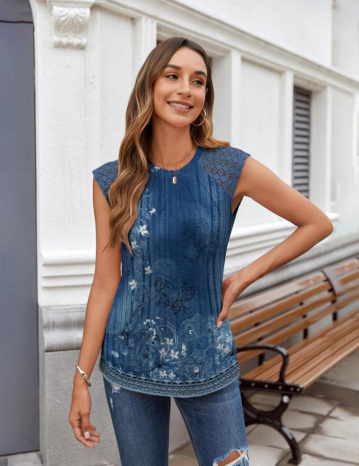 imageZeagoo Womens Lace Cap Sleeve Tank TopMz845