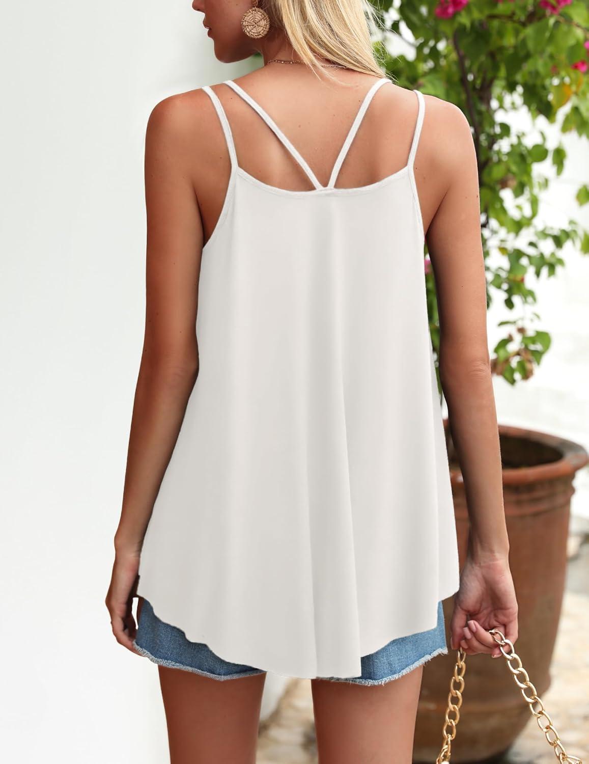 imageZeagoo Womens Loose Tank Tops Flowy Backless Camis Tanks Shirt 2White Small Sleeveless