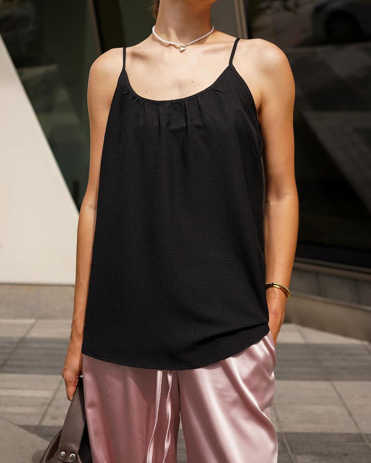 imageZeagoo Womens Summer Sleeveless Tops Scoop Neck Cute Tank Camisole Casual Loose Fit TopsBlack
