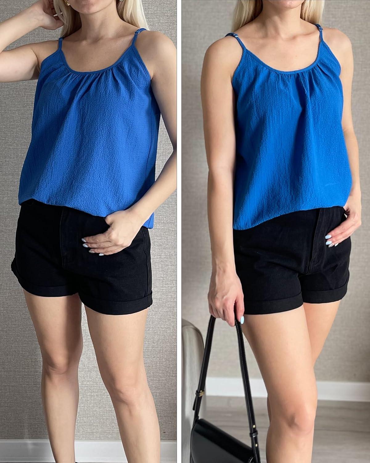 imageZeagoo Womens Summer Sleeveless Tops Scoop Neck Cute Tank Camisole Casual Loose Fit TopsBlue