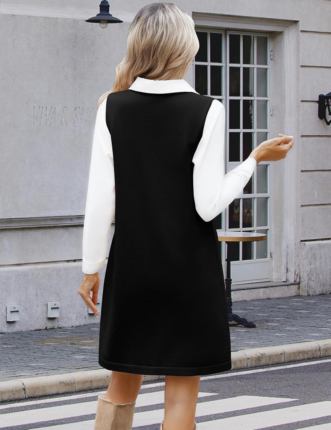 imageZeagoo Womens Sweater Vest Dresses for Women 2026 V Neck Sleeveless Knit Pullover Sweater with Pockets Fall Winter OutfitsBlack