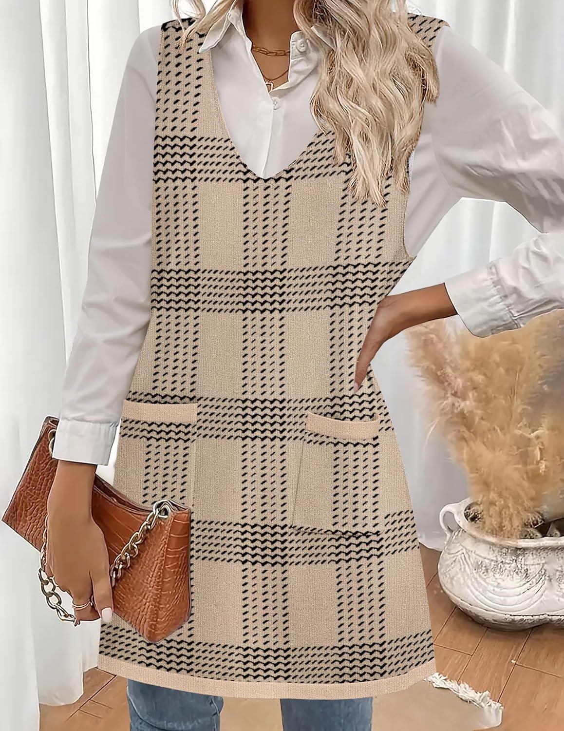 imageZeagoo Womens Sweater Vest Dresses for Women 2026 V Neck Sleeveless Knit Pullover Sweater with Pockets Fall Winter OutfitsGw304