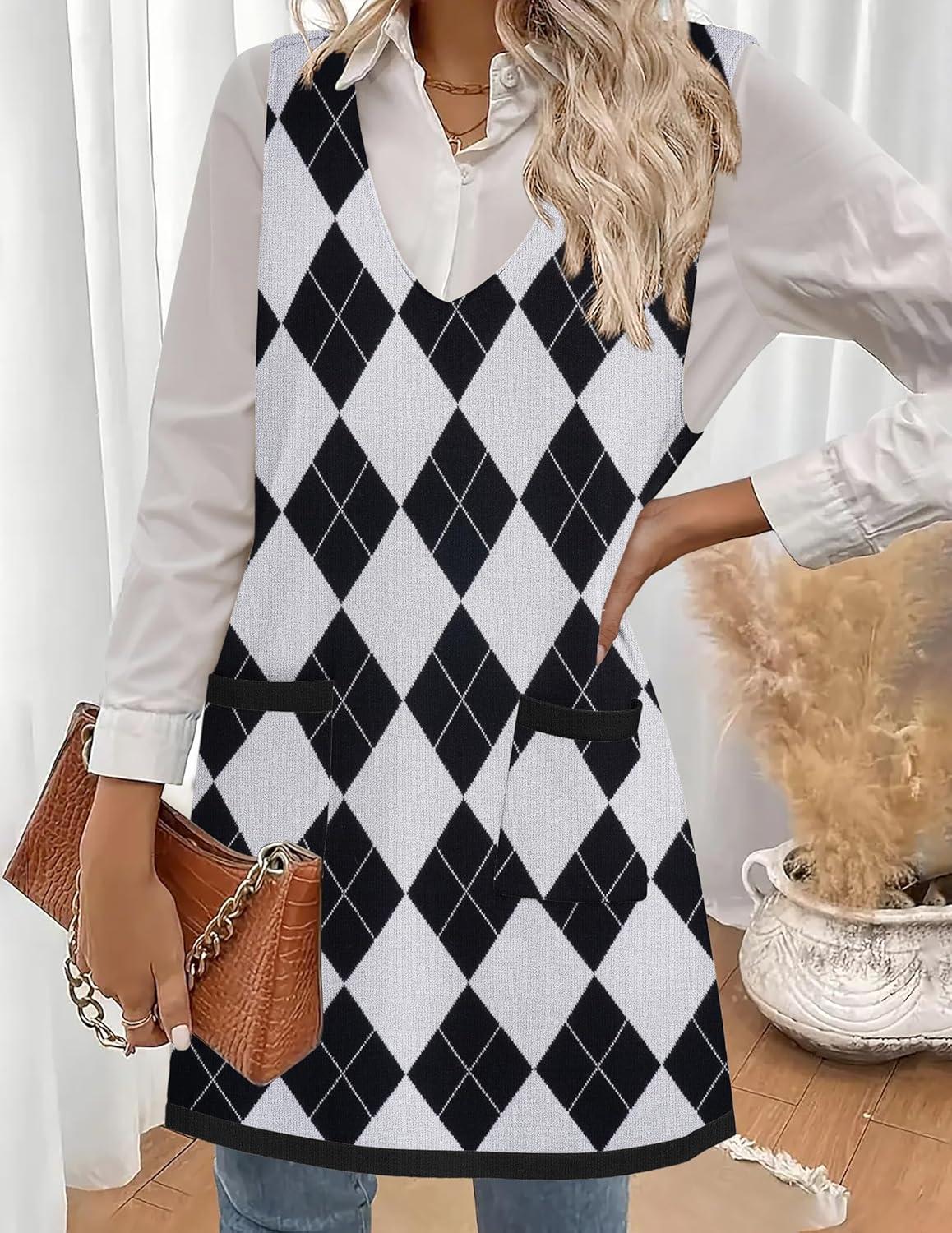 imageZeagoo Womens Sweater Vest Dresses for Women 2026 V Neck Sleeveless Knit Pullover Sweater with Pockets Fall Winter OutfitsGz818
