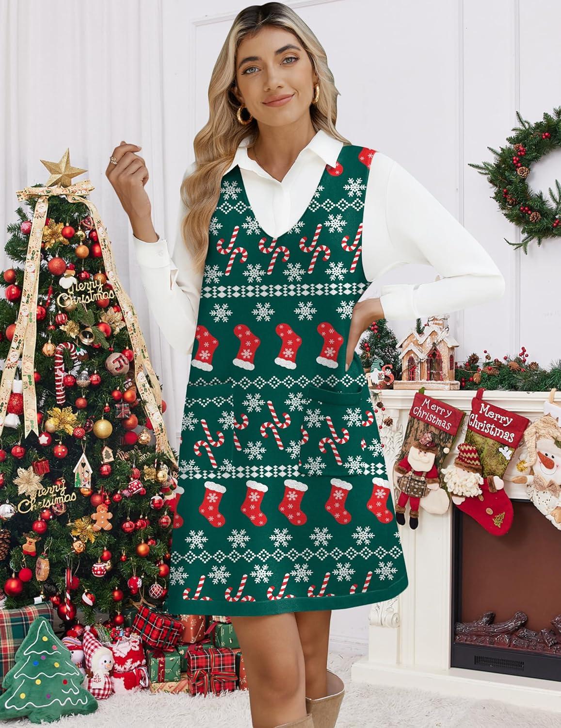 imageZeagoo Womens Sweater Vest Dresses for Women 2026 V Neck Sleeveless Knit Pullover Sweater with Pockets Fall Winter OutfitsSd352