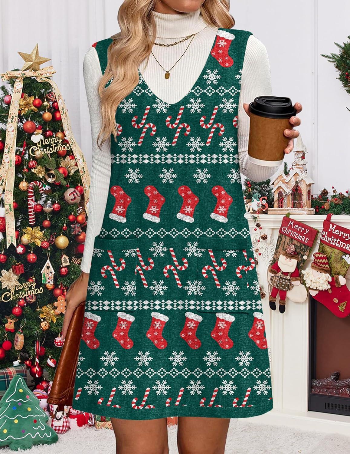 imageZeagoo Womens Sweater Vest Dresses for Women 2026 V Neck Sleeveless Knit Pullover Sweater with Pockets Fall Winter OutfitsSd352