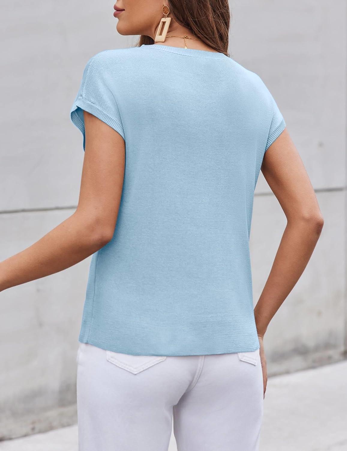 imageZeagoo Womens Sweater Vest Fall 2026 Loose Fit Cape Sleeve Knit Ribbed Tank Tops with Front Pocket SXXLWhite Flower