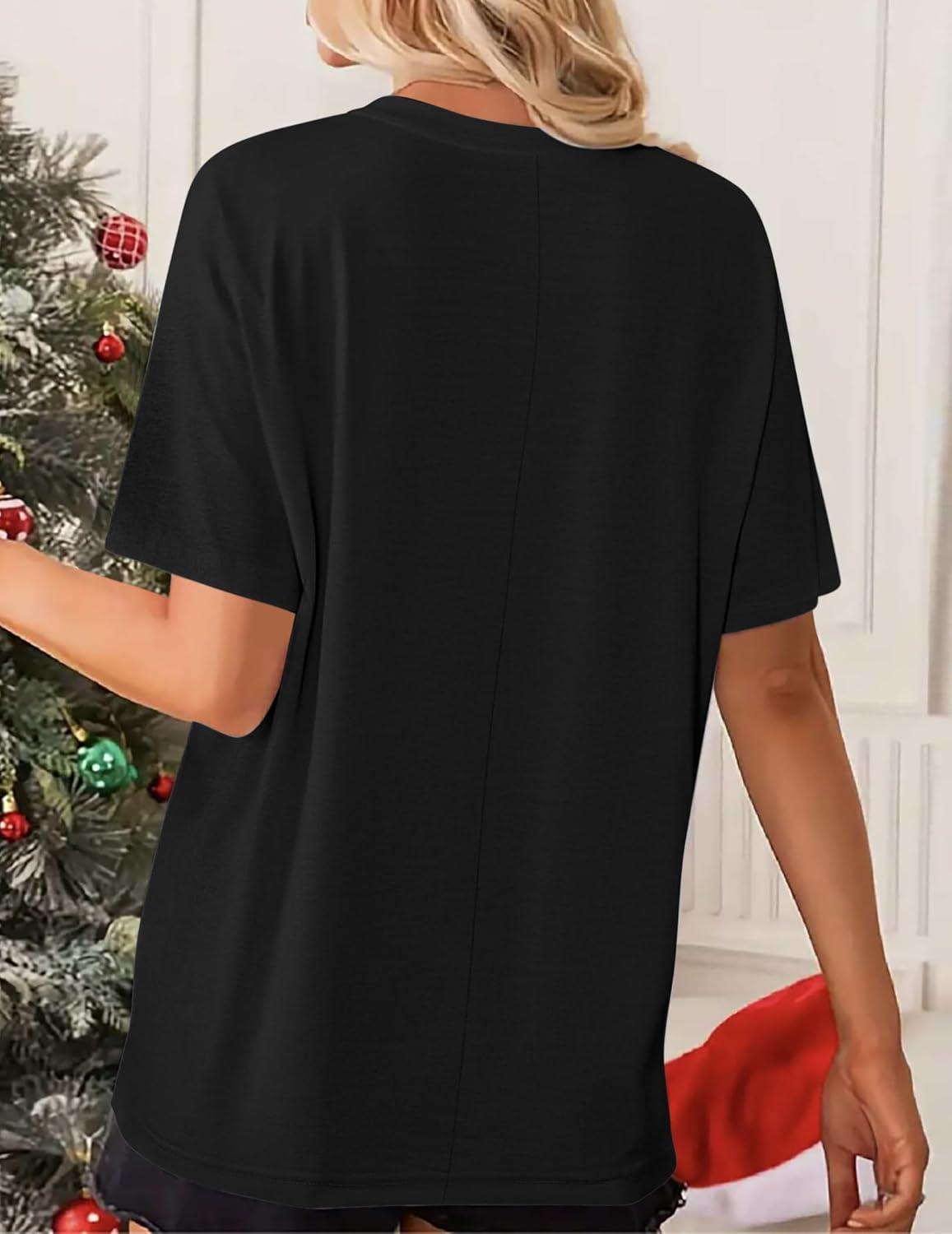 imageZeagoo Womens TShirts Short Sleeve Tops Summer Casual Blouse Crew Neck Basic Shirt 2 Pack Loose Fit TeeAablack