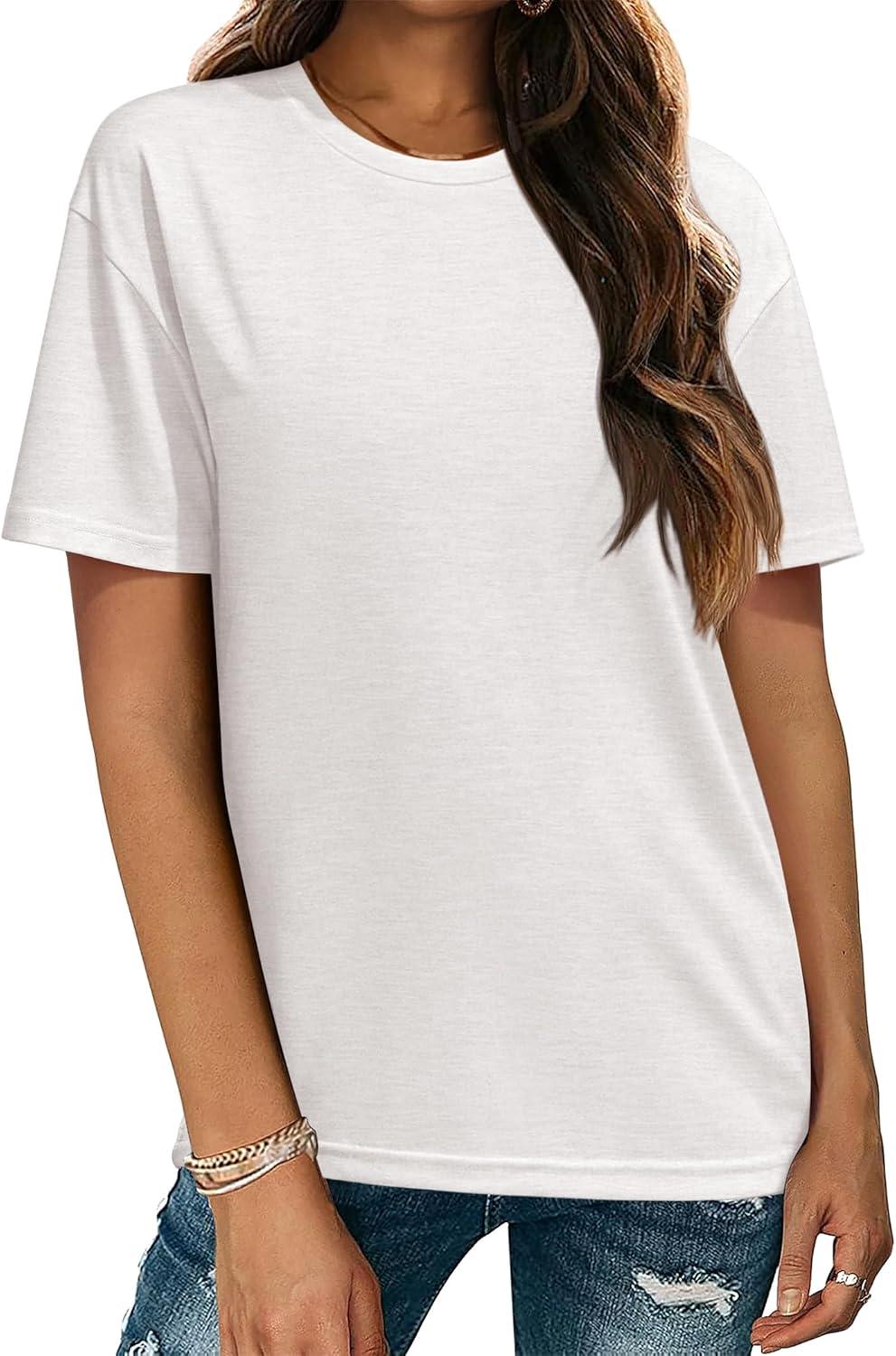 imageZeagoo Womens TShirts Short Sleeve Tops Summer Casual Blouse Crew Neck Basic Shirt 2 Pack Loose Fit TeeBlack white