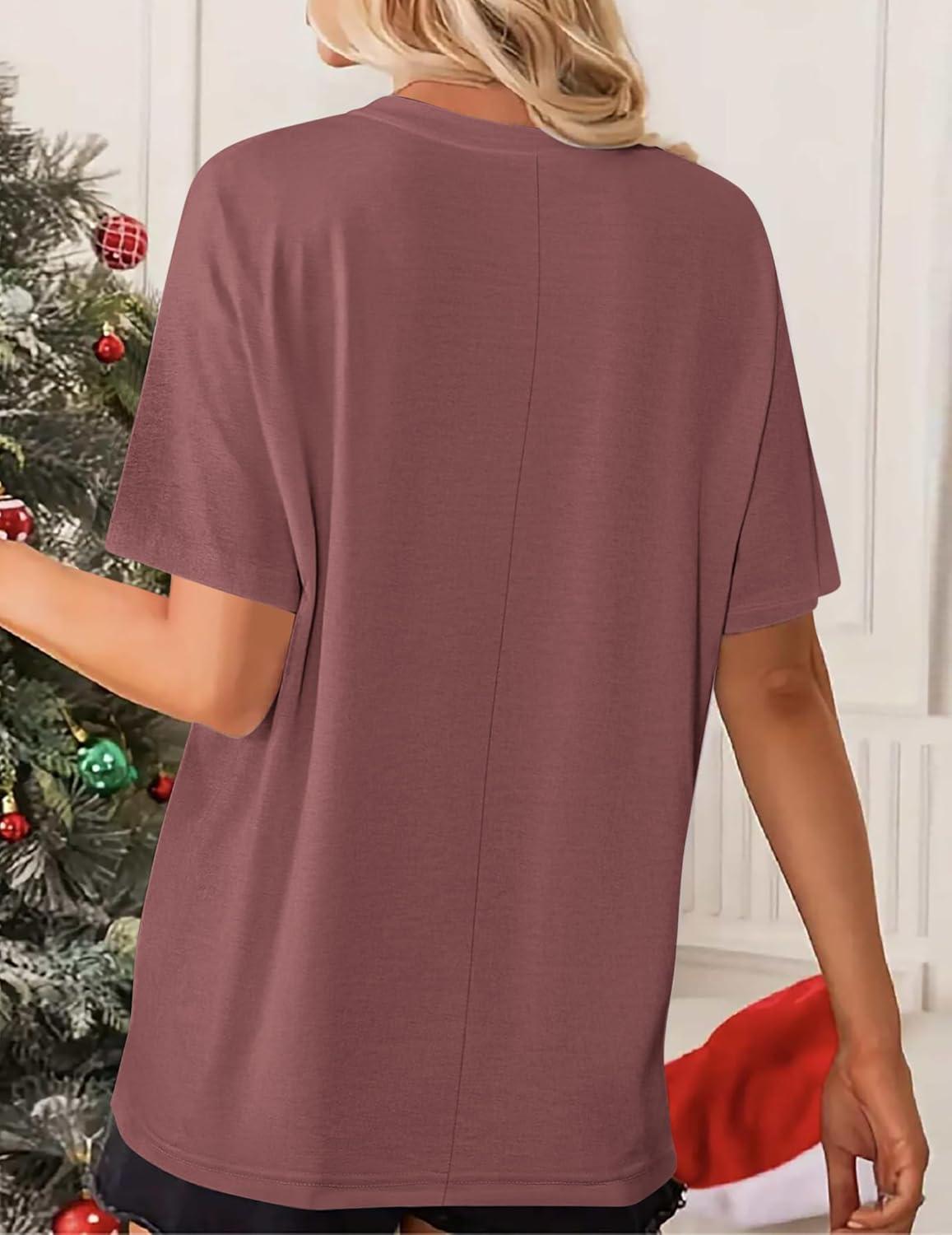 imageZeagoo Womens TShirts Short Sleeve Tops Summer Casual Blouse Crew Neck Basic Shirt 2 Pack Loose Fit TeeRoyal Blue wine Red