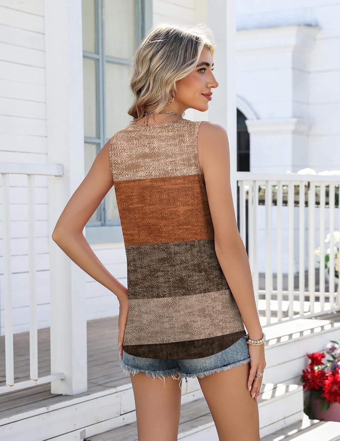 imageZeagoo Womens Tank Tops 2026 Summer Loose Fit Crew Neck Boho Tunic Pleated Babydoll Sleeveless Shirts with Button DetailJh398