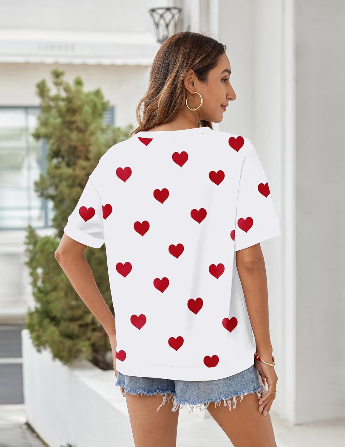 imageZeagoo Womens Tops Casual Oversized Short Sleeve Sweatshirt Summer Striped Shirt Crewneck Pullover Loose T Shirts Blouse01heart Floral