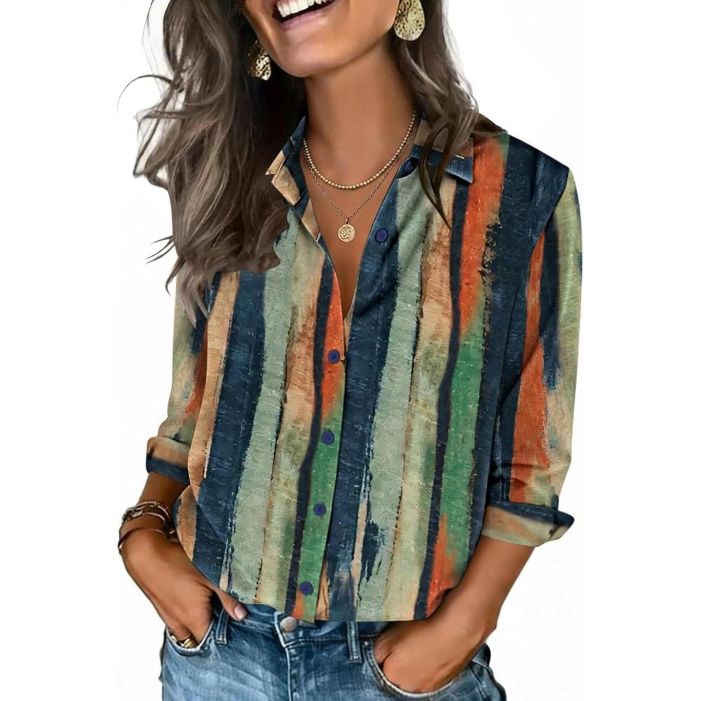 imageZeagoo Button Down Shirts for Women 34 Sleeve Tops V Neck Collared Blouses Business Casual Outfits S2XLCx289