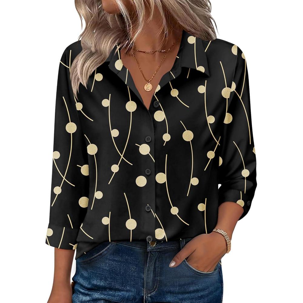 imageZeagoo Button Down Shirts for Women 34 Sleeve Tops V Neck Collared Blouses Business Casual Outfits S2XLJh601