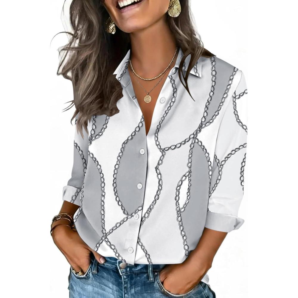 imageZeagoo Button Down Shirts for Women 34 Sleeve Tops V Neck Collared Blouses Business Casual Outfits S2XLJh611