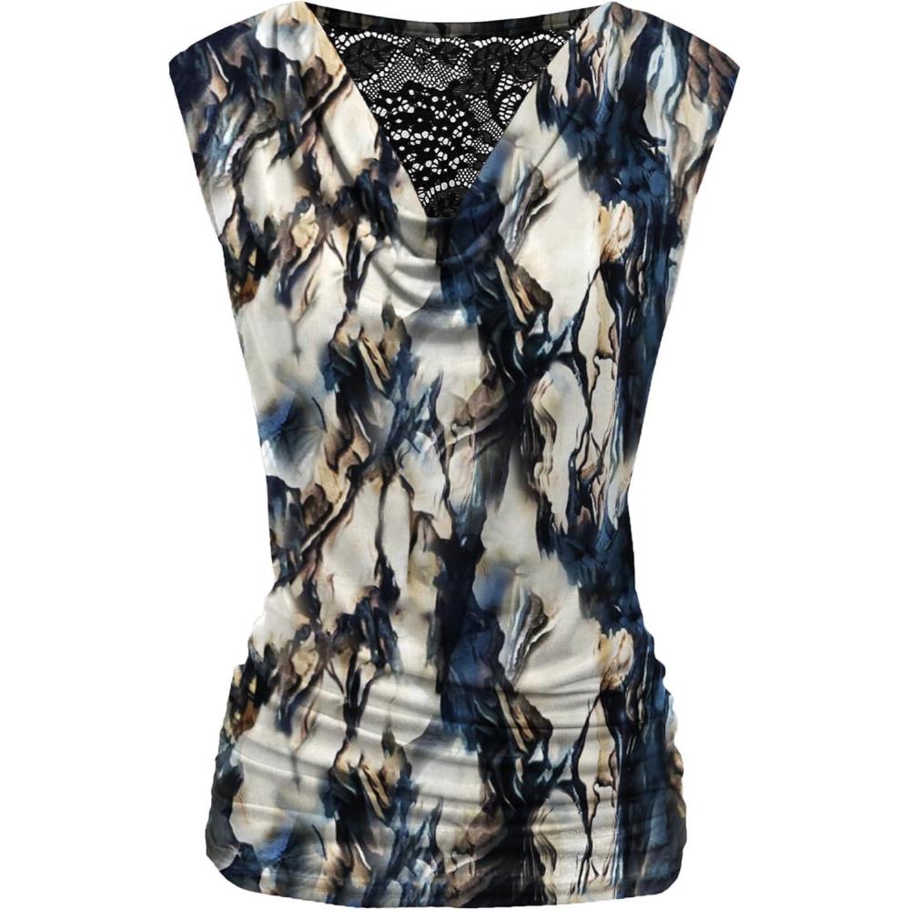 imageZeagoo Tank Top for Women Trendy Going Out Tops Sleeveless Shirts Ruched Business Casual Basic Tunic TopsFloral Zr220