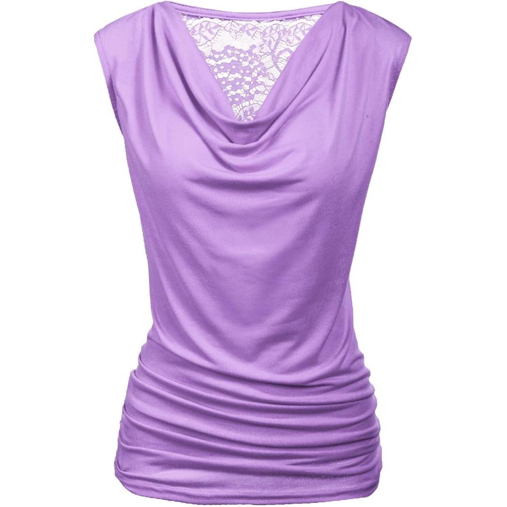 imageZeagoo Tank Top for Women Trendy Going Out Tops Sleeveless Shirts Ruched Business Casual Basic Tunic TopsLavender