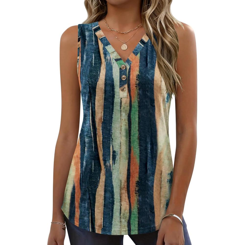 imageZeagoo Tank Tops for Women 2026 Summer Top Henley Shirts Dressy Casual Loose Fit VNeck Button Down Sleeveless Tshirt BlouseCx289