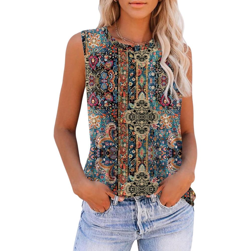 imageZeagoo Womens 2026 Tank Tops Casual Crewneck Sleeveless T Shirts Loose Fit Summer Tunic Blouse1mz721
