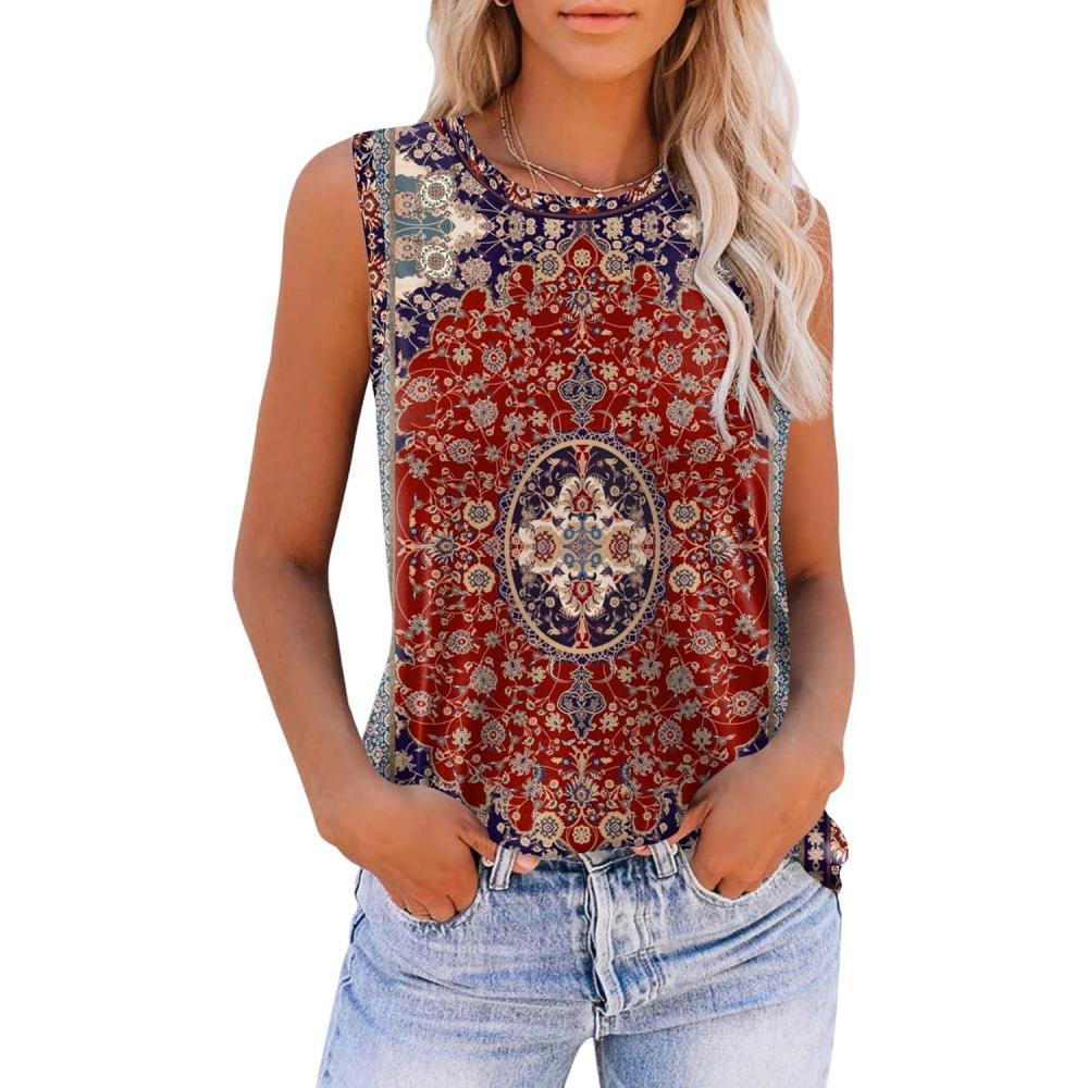 imageZeagoo Womens 2026 Tank Tops Casual Crewneck Sleeveless T Shirts Loose Fit Summer Tunic Blouse1mz870