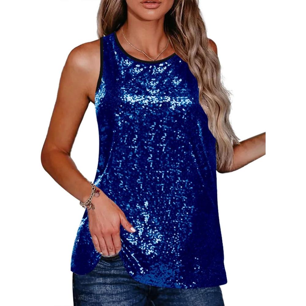 imageZeagoo Womens Sleeveless Sparkle Shimmer Camisole Vest Glitter Sequin Tank Tops1blue