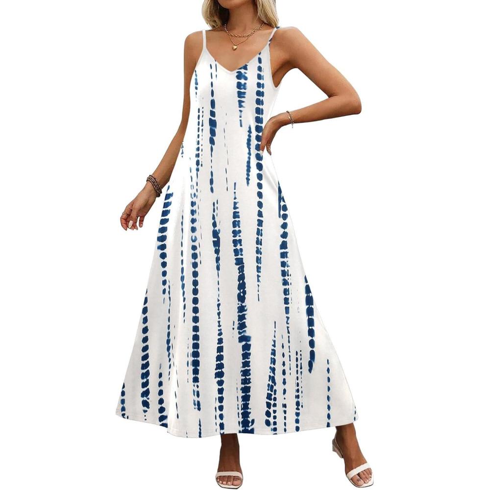 imageZeagoo Womens Summer Maxi Dress Spaghetti Strap Casual Printed Dress Boho Floral Beach SundressPattern2