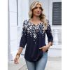 Zeagoo 3/4 Length Sleeve Womens Tops Dressy Casual 2026 V Neck T Shirts Blouses Floral Summer Business Work Basic Tees(A02-navy Flower)