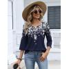 Zeagoo 3/4 Length Sleeve Womens Tops Dressy Casual 2026 V Neck T Shirts Blouses Floral Summer Business Work Basic Tees(A02-navy Flower)
