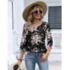 Zeagoo 3/4 Length Sleeve Womens Tops Dressy Casual 2026 V Neck T Shirts Blouses Floral Summer Business Work Basic Tees(Black Pink Floral)