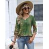 Zeagoo 3/4 Length Sleeve Womens Tops Dressy Casual 2026 V Neck T Shirts Blouses Floral Summer Business Work Basic Tees(Green Ethnic Print)