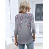 Zeagoo 3/4 Length Sleeve Womens Tops Dressy Casual 2026 V Neck T Shirts Blouses Floral Summer Business Work Basic Tees(Grey Floral Leaves)