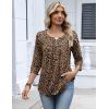 Zeagoo 3/4 Length Sleeve Womens Tops Dressy Casual 2026 V Neck T Shirts Blouses Floral Summer Business Work Basic Tees(Leopard Print)
