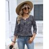 Zeagoo 3/4 Length Sleeve Womens Tops Dressy Casual 2026 V Neck T Shirts Blouses Floral Summer Business Work Basic Tees(Navy Blue Print)