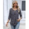 Zeagoo 3/4 Length Sleeve Womens Tops Dressy Casual 2026 V Neck T Shirts Blouses Floral Summer Business Work Basic Tees(Navy Blue Print)