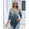 Zeagoo 3/4 Length Sleeve Womens Tops Dressy Casual 2026 V Neck T Shirts Blouses Floral Summer Business Work Basic Tees(Plants Flowers)