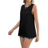 Zeagoo Beach Vacation Clothes for Women Pleated High Neck Flowy Sleeveless Tank Tops Summer Loose Fit Tunic Blouses(Black)