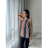 Zeagoo Beach Vacation Clothes for Women Pleated High Neck Flowy Sleeveless Tank Tops Summer Loose Fit Tunic Blouses(Khaki Stripe)